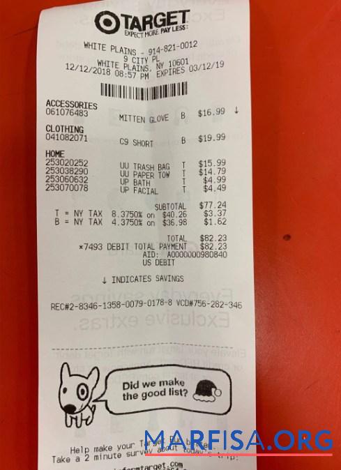 Printable Target corporation payment receipt download for verification